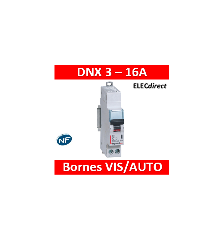 DISJONCTEUR LEGRAND DNX3 PH/N 16A - AUTO/VIS - 406883 - ELECdirect Vente  Matériel Électrique