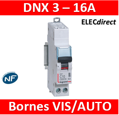 DISJONCTEUR LEGRAND DNX3 PH/N 16A - AUTO/VIS - 406883 - ELECdirect Vente  Matériel Électrique