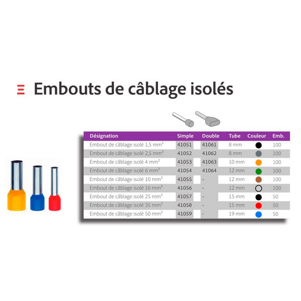 Embout de câblage Orange 4mm2 x100 - 41053