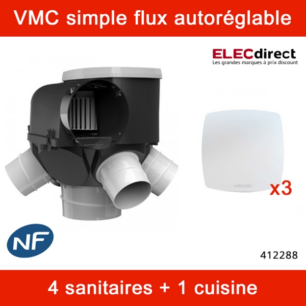 Kit Autocosy iH VMC auto intelligente 6 sanitaires (5 bouches line) Atlantic  Clim & Ventil