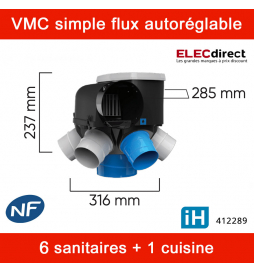 Kit AUTOCOSY iH [- VMC + 5 bouches Line - VMC Simple flux