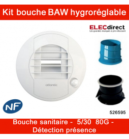 ATLANTIC CLIMATISATION VENTILATION - kit piles hygrocosy vmc hygro basse  conso 6 sanitaires (3 bouches) Réf. 412294