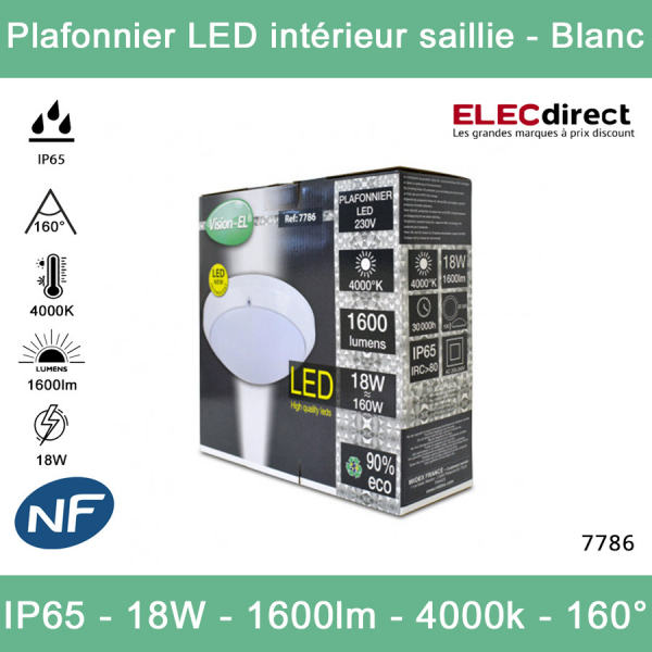Plafonnier LED avec détecteur VISION-EL 18W 300mm - 7789