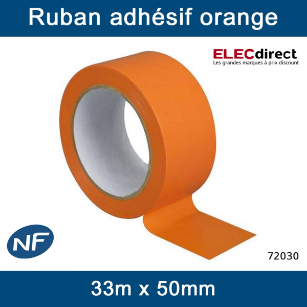 Eur'Ohm - Ruban de masquage adhésif - Couleur orange - 50mm x 33m - Réf :  72030 - ELECdirect Vente Matériel Électrique