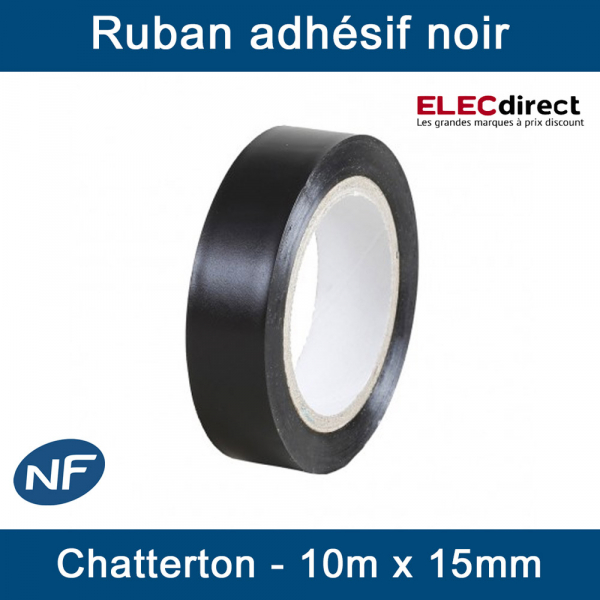 Eur'Ohm - Ruban isolant adhésif - Couleur noir - Chatterton - 15mm