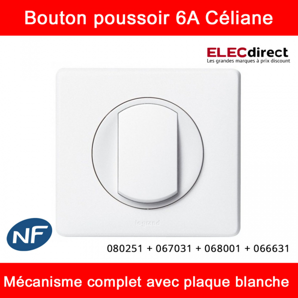 Legrand - bouton poussoir - no - blanc - saillie - legrand plexo