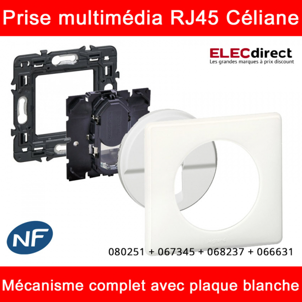 Legrand Céliane Complet Memories Prise Double RJ45 Cat 6 Blanc