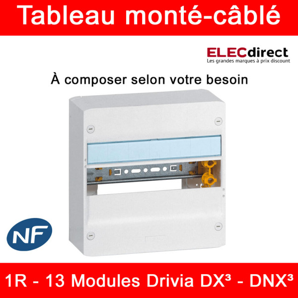 Legrand - Tableau monté-câblé : 1 rangée de 13 modules - DX³ - DNX³ - à composer