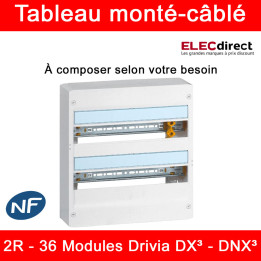 Legrand - Tableau monté-câblé : 2 rangées de 18 modules - DX³ - DNX³ - à composer