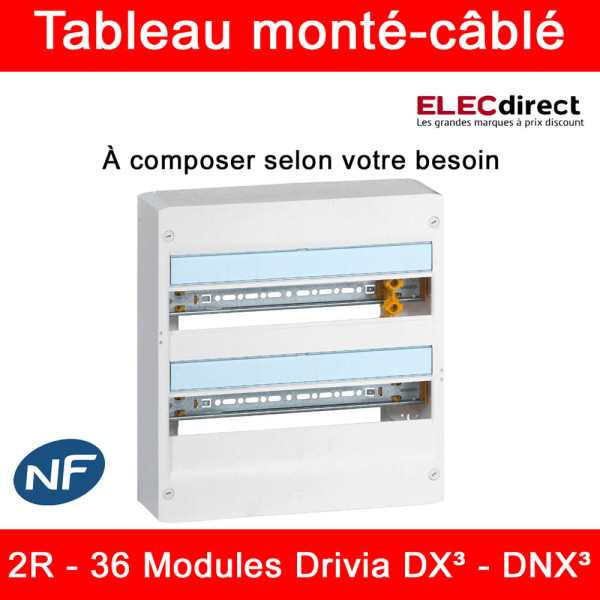Legrand - Tableau monté-câblé : 2 rangées 36 modules - DX³ - DNX³ - à composer
