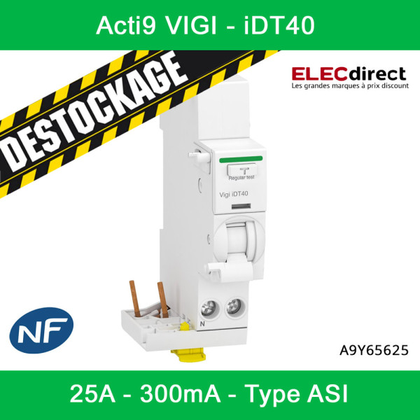 Disjoncteur Différentiel Schneider ACTI 9 VIGI IC40 25A 3P+N 300mA AC - Réf. A9Y83725 - 6
