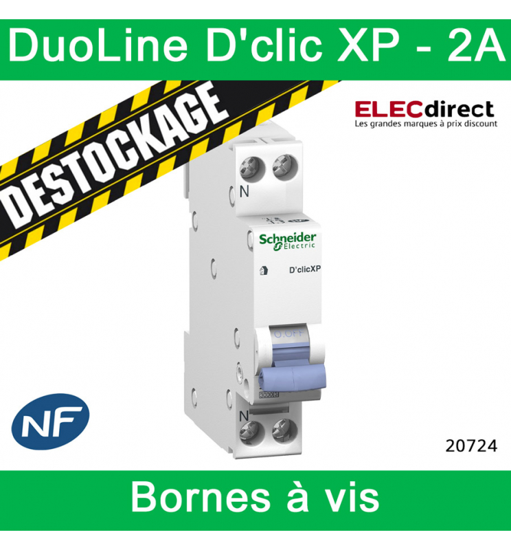 DuoLine XP, disjoncteur D'clic 1P+N 20A, courbe C, peignable – Métiers de  l'électricité
