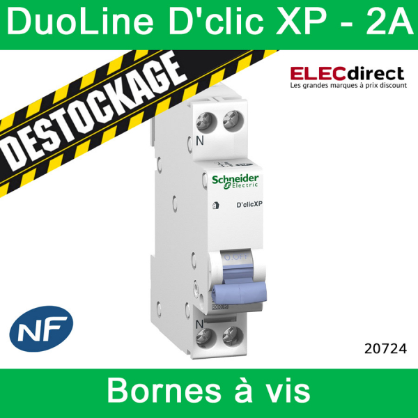 SCHNEIDER 20728 - DuoLine XP, disjoncteur D'clic, 1P+N, 25A, Courbe
