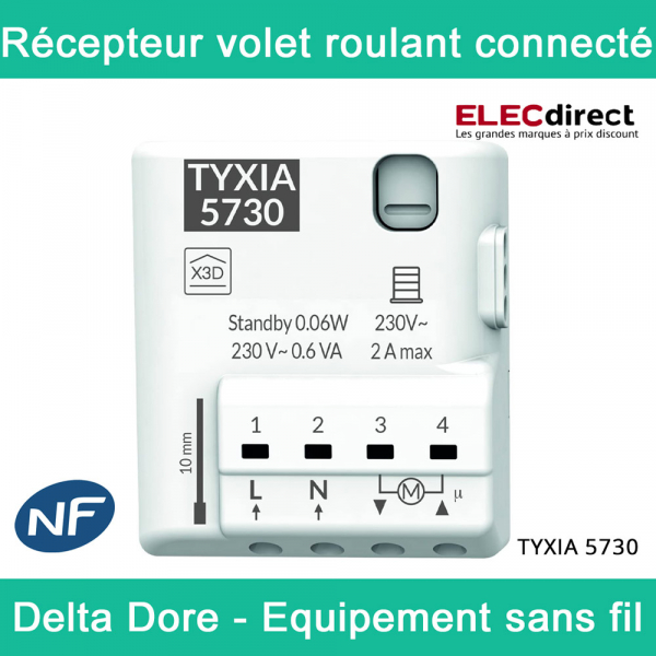 Delta Dore - Récepteur pour volet roulant connecté - Équipement sans fil  - 868MHz - 2A - 80 Nm - Réf : TYXIA 5730
