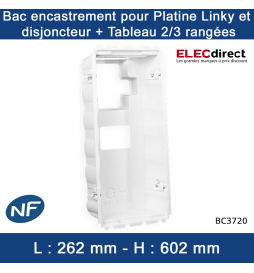 Cofrelec - Bac d'encastrement pour platine Linky et disjoncteur + Tableau 2/3 rangées - 1 travée - Réf : BC3720