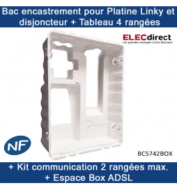 Cofrelec - Bac d'encastrement platine Linky et disjoncteur + Tableau 4 rangées + Kit communication - 2 travées - Réf : BC5742BOX