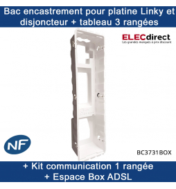 Cofrelec - Bac d'encastrement platine Linky et disjoncteur + Tableau 3 rangées + Kit communication - 1 travée - Réf : BC3731BOX