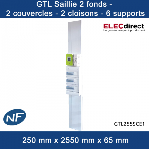Cofrelec - Goulotte GTL saillie 255 cm - 2 fonds - 2 couvercles