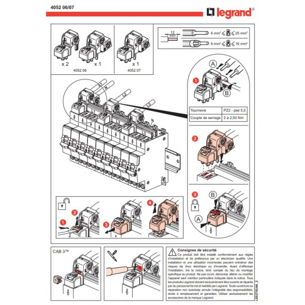 Legrand - 405206 - KIT Borne de raccordement pour répartition triphasée  optimisée - Accessoires d'installation - Rêvenergie