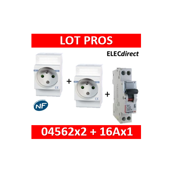 2 PC modulaire 2P+T 16A DIGITAL + disjoncteur 16A - 04562x2 +