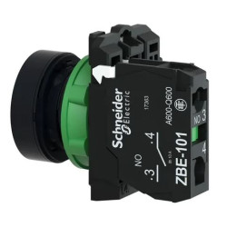 Schneider - Harmony XB5 - Bouton poussoir à impulsion Ø22 - 1F - noir - vis étrier -  Réf : XB5AA21