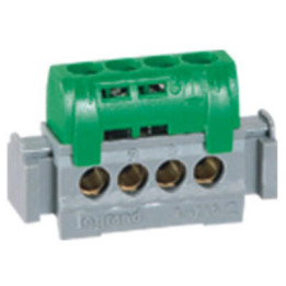 Legrand Bornier de répartition isolé IP2X terre - 4 connexions 1,5mm² à 16mm²- vert - longueur 47mm 004830