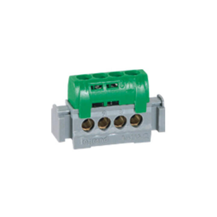 Legrand Bornier de répartition isolé IP2X terre - 4 connexions 1,5mm² à 16mm²- vert - longueur 47mm 004830