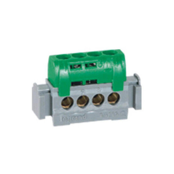 Legrand Bornier de répartition isolé IP2X terre - 4 connexions 1,5mm² à 16mm²- vert - longueur 47mm 004830