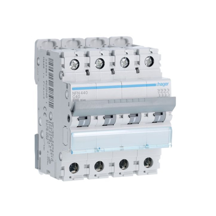 Hager - Disjoncteur - 4P - 40A - Courbe C - 6000A/10kA  - Réf : NFN440
