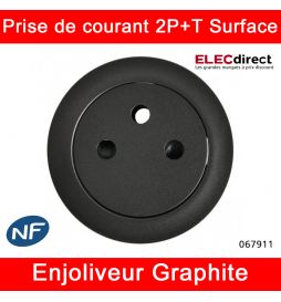 Legrand - Enjoliveur Céliane pour prise de courant 2P+T Surface - finition graphite - Réf : 067911