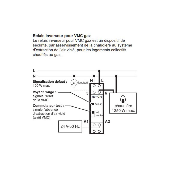 Schneider - Resi9 XP - Relais inverseur pour VMC - DSC - gaz - Réf : R9PCR