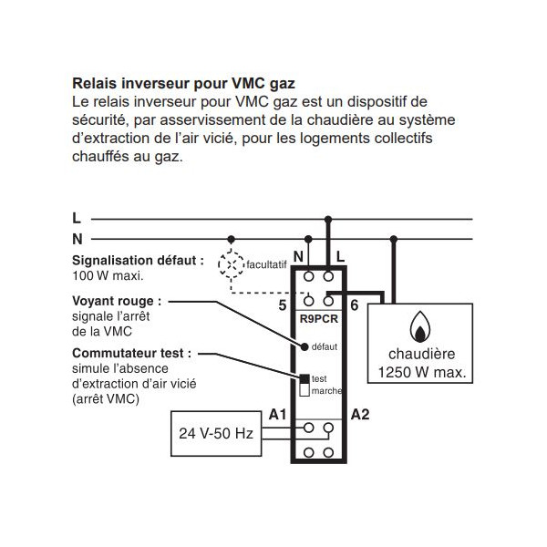 Schneider - Resi9 XP - Relais inverseur pour VMC - DSC - gaz - Réf : R9PCR