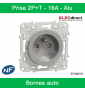 Schneider - Prise de courant Odace - Alu - 2P+T - 16A - 250V - Bornes auto - Réf : S530059