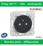 Schneider - Prise de courant Odace affleurante - Anthracite - 2P+T - 16A - 250V - Bornes auto - Réf : S540052