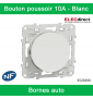 Schneider - Bouton poussoir Odace - Blanc - 10A - 250V - Bornes auto - Réf : S520206