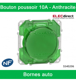 Schneider - Bouton poussoir Odace - Anthracite - 10A - 250V - Bornes auto - Réf : S540206