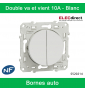 Schneider - Interrupteur double va et vient Odace - Blanc - 10A - 250V - Bornes auto - Réf : S520214