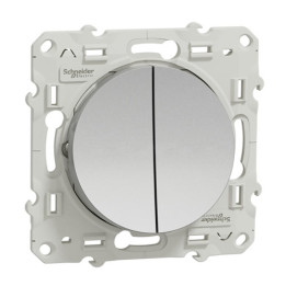 Schneider - Interrupteur double va et vient Odace - Alu - 10A - 250V - Bornes auto - Réf : S530214