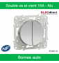 Schneider - Interrupteur double va et vient Odace - Alu - 10A - 250V - Bornes auto - Réf : S530214