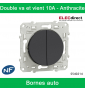 Schneider - Interrupteur double va et vient Odace - Anthracite - 10A - 250V - Bornes auto - Réf : S540214