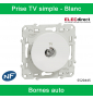 Schneider - Prise TV simple Odace - Blanc - Antenne - Bornes auto - Réf : S520445