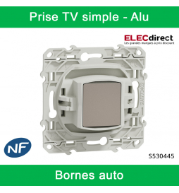 Schneider - Prise simple TV Odace - Alu - Antenne - Bornes auto - Réf : S530445