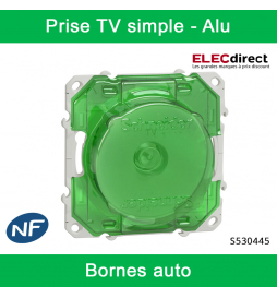 Schneider - Prise simple TV Odace - Alu - Antenne - Bornes auto - Réf : S530445