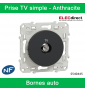 Schneider - Prise TV simple Odace - Anthracite - Antenne - Bornes auto - Réf : S540445