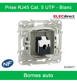 Schneider - Prise RJ45 Grade 1 Odace - Blanc - Catégorie 5 UTP - Téléphone - Bornes auto - Réf : S520471