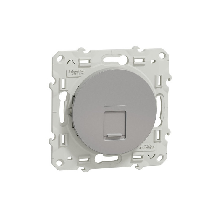 Schneider - Prise RJ45 Grade 1 Odace - Alu - Catégorie 5 UTP - Téléphone - Bornes auto - Réf : S530471