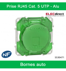 Schneider - Prise RJ45 Grade 1 Odace - Alu - Catégorie 5 UTP - Téléphone - Bornes auto - Réf : S530471