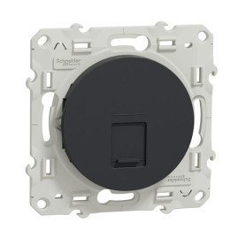 Schneider - Prise RJ45 Grade 1 Odace - Anthracite - Catégorie 5 UTP - Téléphone - Bornes auto - Réf : S540471