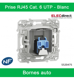 Schneider - Prise RJ45 Grade 1 Odace - Blanc - Catégorie 6 UTP - Multimédia - IDC - Réf : S520475