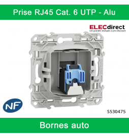 Schneider - Prise RJ45 Grade 1 Odace - Alu - Catégorie 6 UTP - Multimédia - IDC - Réf : S530475